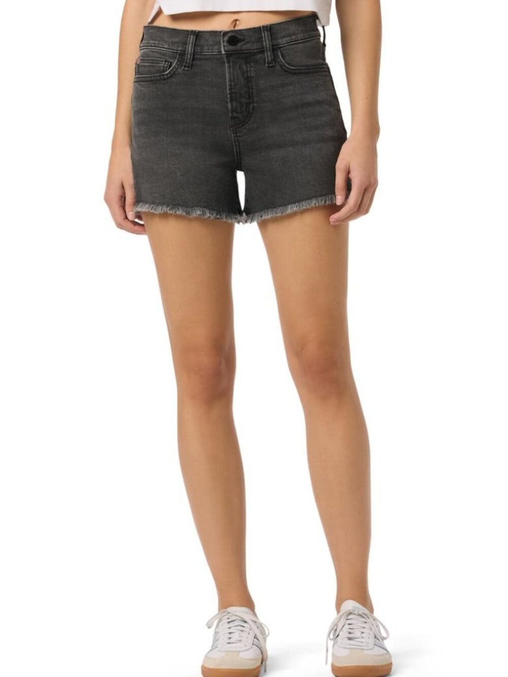 New HUDSON GRACIE Cut Off Frayed Hem Denim Shorts Celia Gray Faded Black Wash 27